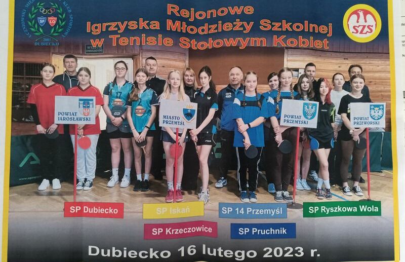 I miejsce w Rejonowych Igrzyskach Młodzieży Szkolnej w Tenisie Stołowym w kategorii kobiet